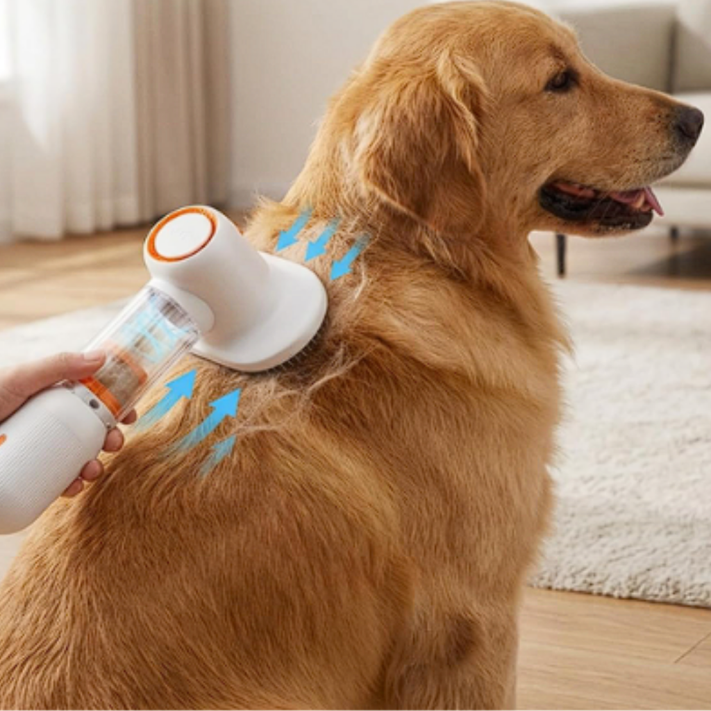 Dog Vacuum Brush, 4-in-1 Pet Grooming Vacuum for Dogs & Cats with Self Cleaning
