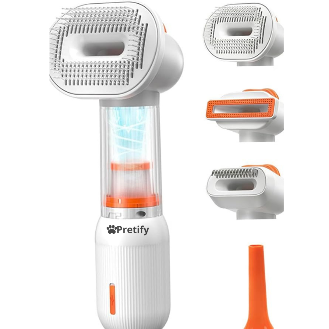 Dog Vacuum Brush, 4-in-1 Pet Grooming Vacuum for Dogs & Cats with Self Cleaning